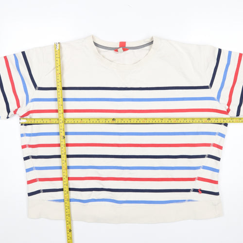 Joules Women Beige Multicoloured Striped Cotton Sweatshirt UK 18