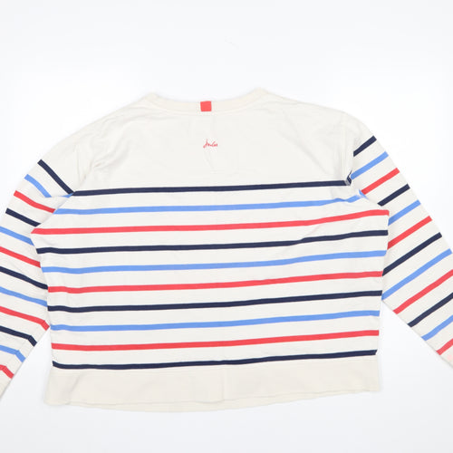 Joules Women Beige Multicoloured Striped Cotton Sweatshirt UK 18