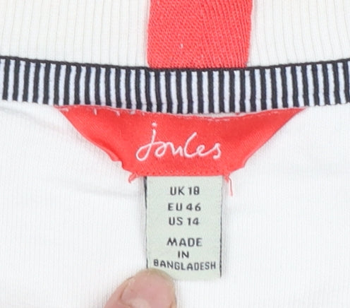 Joules Women Beige Multicoloured Striped Cotton Sweatshirt UK 18