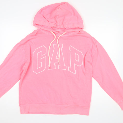 GAP Women Pink Pullover Hoodie M Hooded Cotton Blend Casual