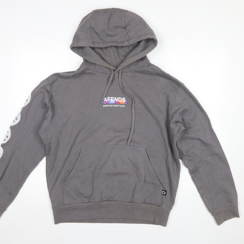 Afends Men’s Grey Pullover Hoodie XS Regular Fit Graphic Print