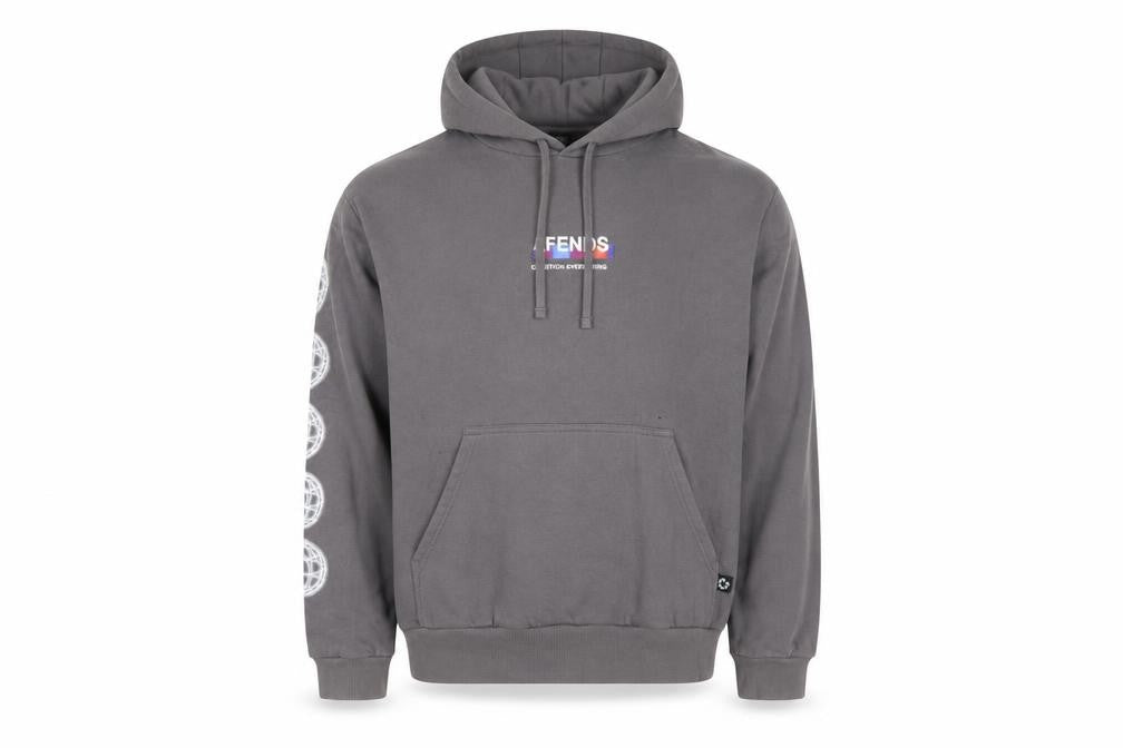Front view of Afends Men’s Grey Pullover Hoodie XS Regular Fit Graphic Print