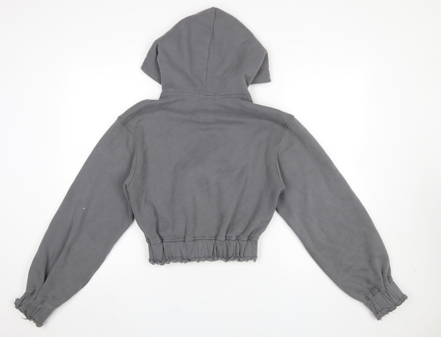 Bad Society Club Women's Grey Full Zip Hoodie XS Cropped Graphic