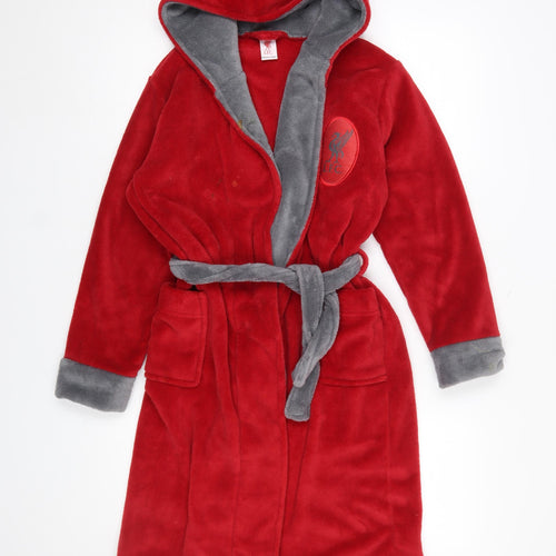 LFC Boys Red Fleece Hooded Robe 11-12 Years Belted Winter Nightwear