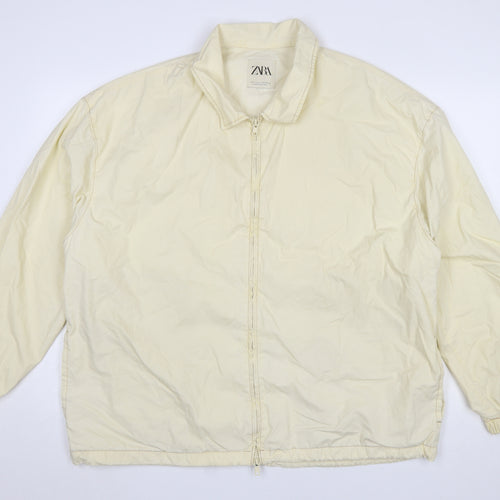Zara Men's Ivory Cotton Lightweight Zip Jacket L