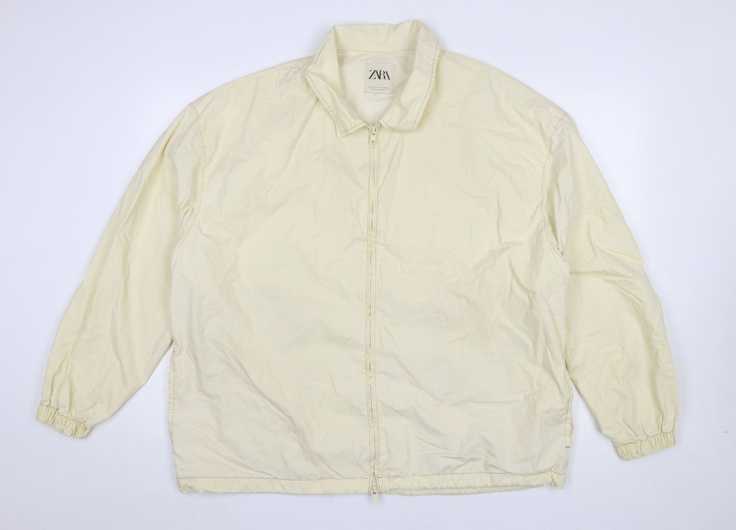 Zara Men's Ivory Cotton Lightweight Zip Jacket L