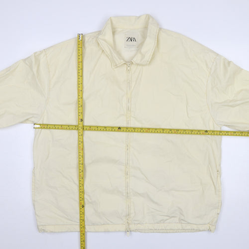 Zara Men's Ivory Cotton Lightweight Zip Jacket L