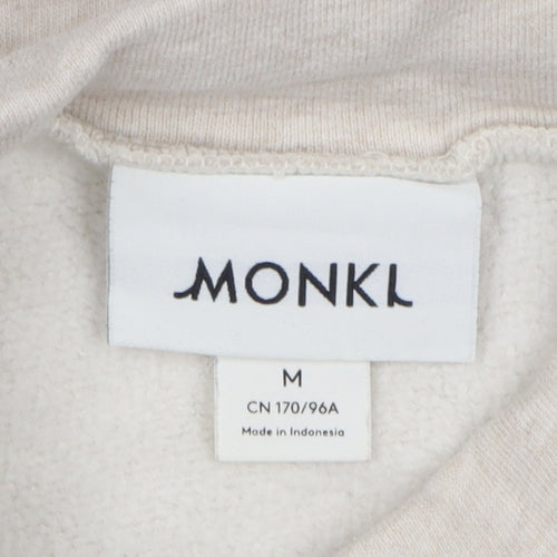 Monki Womens Beige Cropped Pullover Sweatshirt Medium Cotton