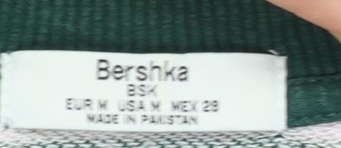 Bershka Women Green Pink Striped Pullover Sweatshirt Size M