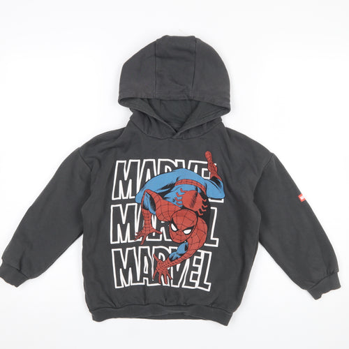 Marvel Spider-Man Boys Black Hoodie 6-7 Years Pullover Graphic Cotton Blend