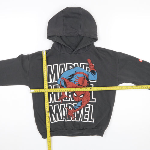 Marvel Spider-Man Boys Black Hoodie 6-7 Years Pullover Graphic Cotton Blend