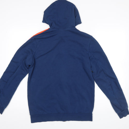 Adidas Boys Blue Full Zip Hoodie 15-16 Years Logo Stripe Design