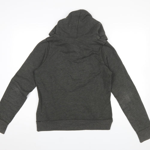 Hollister Women’s Charcoal Pullover Hoodie L Logo Print Cotton Blend