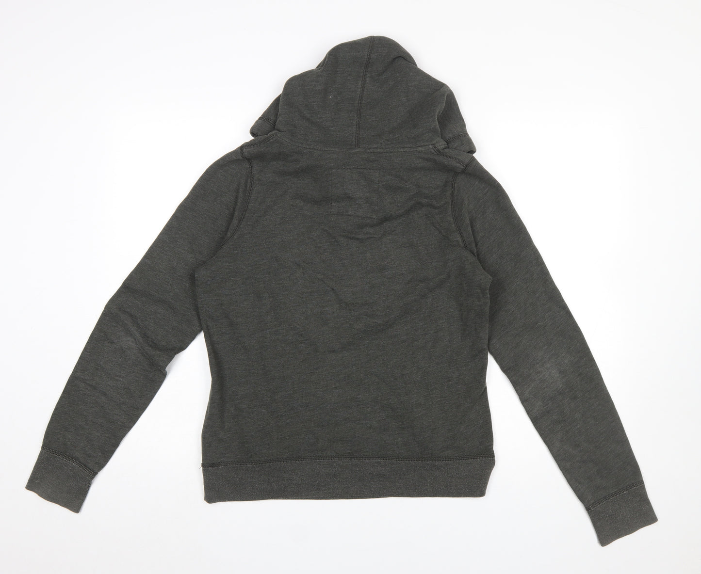 Hollister Women’s Charcoal Pullover Hoodie L Logo Print Cotton Blend