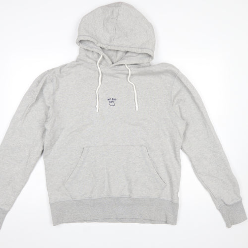 Edmond Studios Mens Grey Medium Pullover Hoodie Embroidered No Bad Days