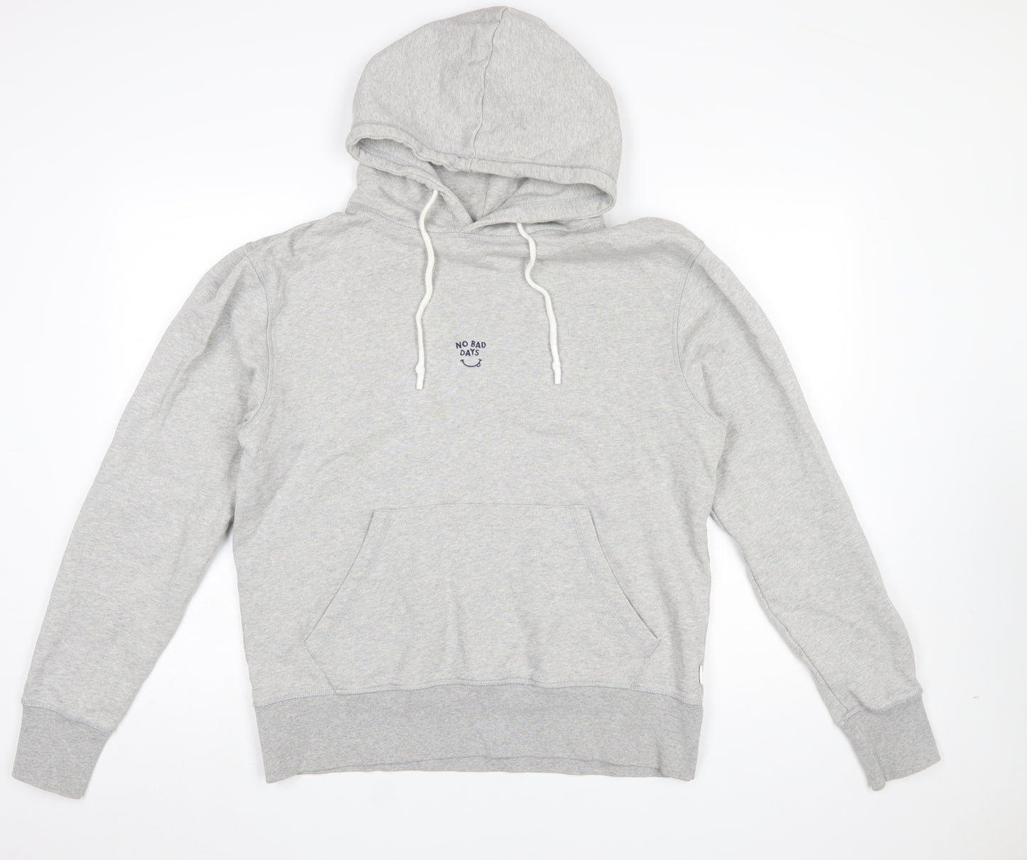 Edmond Studios Mens Grey Medium Pullover Hoodie Embroidered No Bad Days