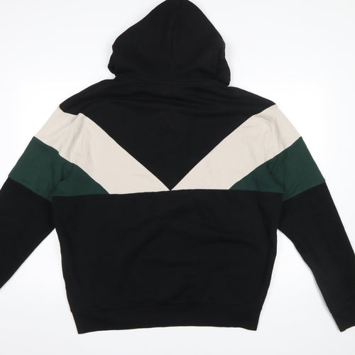 New Look Men Black Colour Block Pullover Hoodie Size L