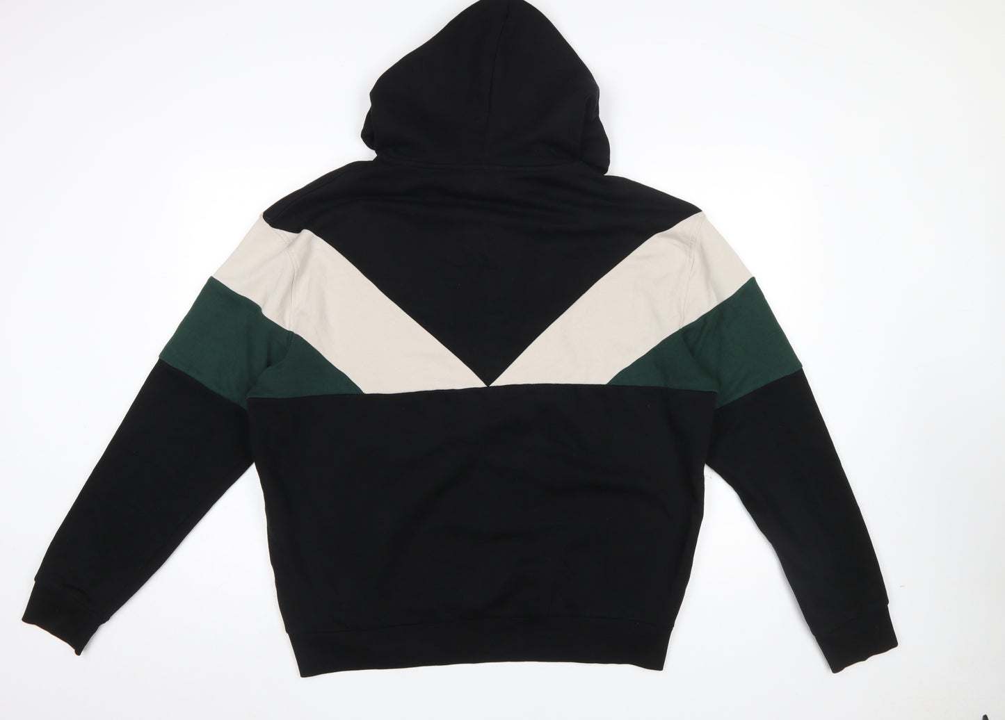 New Look Men Black Colour Block Pullover Hoodie Size L