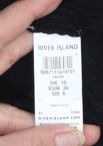River Island Women's Black V-Neck Sleeveless Knit Vest Jumper Size 10