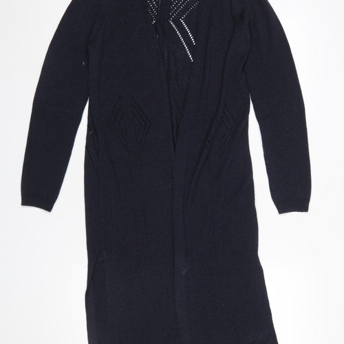 Marks and Spencer Per Una Women's Navy Longline Open Knit Cardigan UK 10