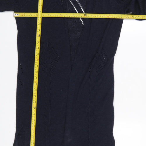Marks and Spencer Per Una Women's Navy Longline Open Knit Cardigan UK 10