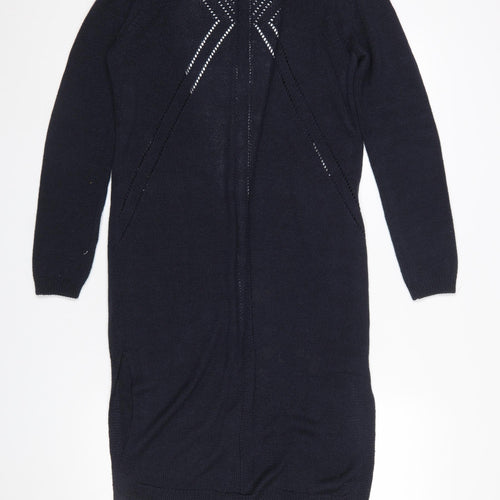 Marks and Spencer Per Una Women's Navy Longline Open Knit Cardigan UK 10