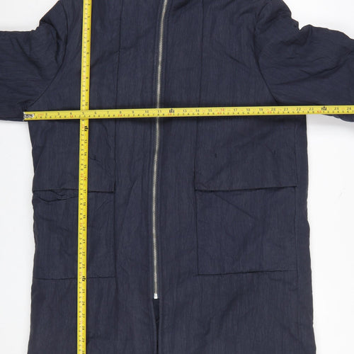 NOME Women’s Blue Hooded Long Parka Coat Size 14 Cotton Blend