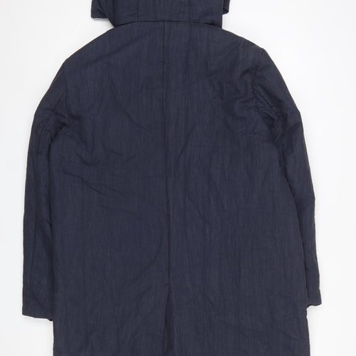 NOME Women’s Blue Hooded Long Parka Coat Size 14 Cotton Blend