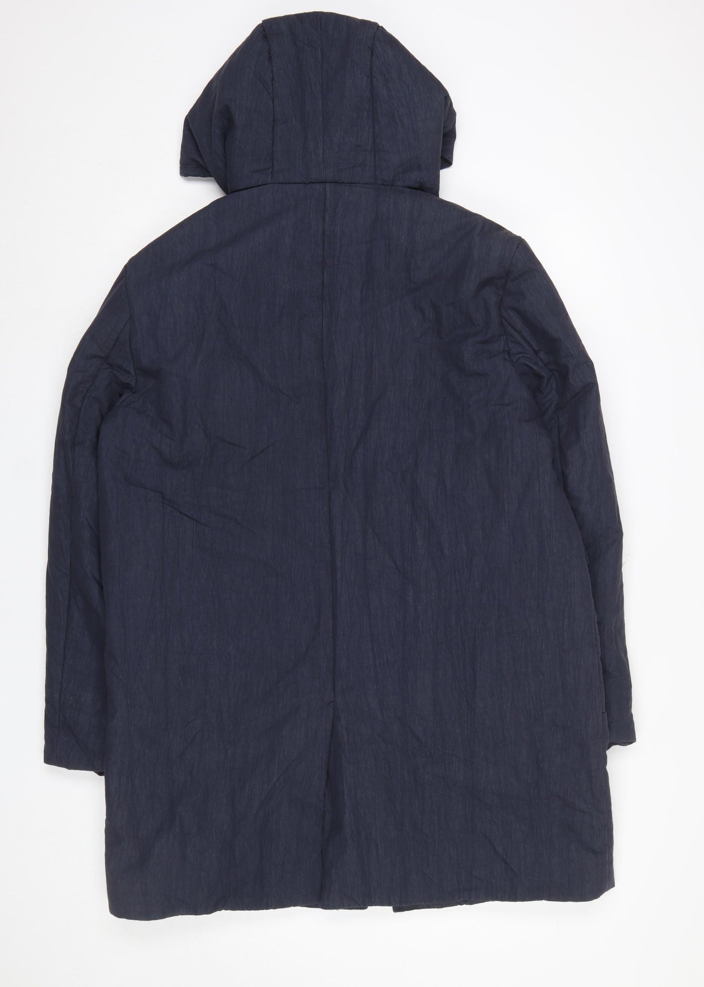 NOME Women’s Blue Hooded Long Parka Coat Size 14 Cotton Blend
