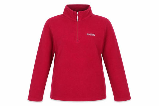 Front view of Regatta Women Red 1/2 Zip Fleece Sweatshirt UK 10