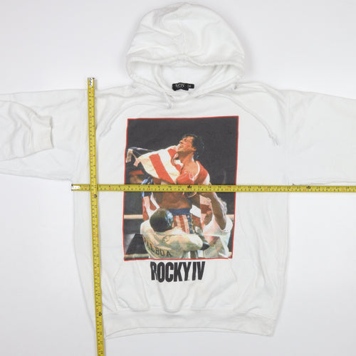 boohooMAN Men’s White Rocky IV Pullover Hoodie Size S Graphic Print