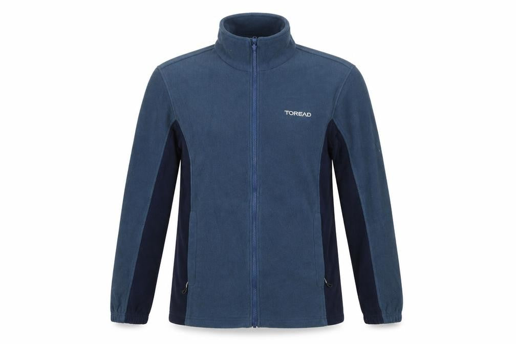 Front view of Toread Men's Blue Fleece Full Zip Outdoor Jacket, size L