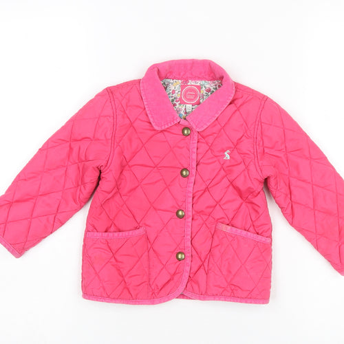 Joules Girls Pink Quilted Jacket 2-3 Years Lightweight Lined Coat