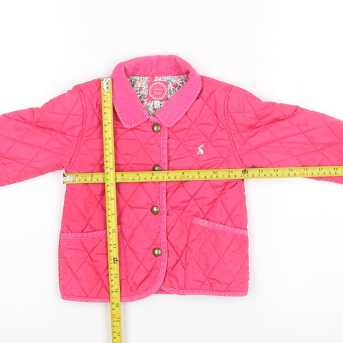 Joules Girls Pink Quilted Jacket 2-3 Years Lightweight Lined Coat