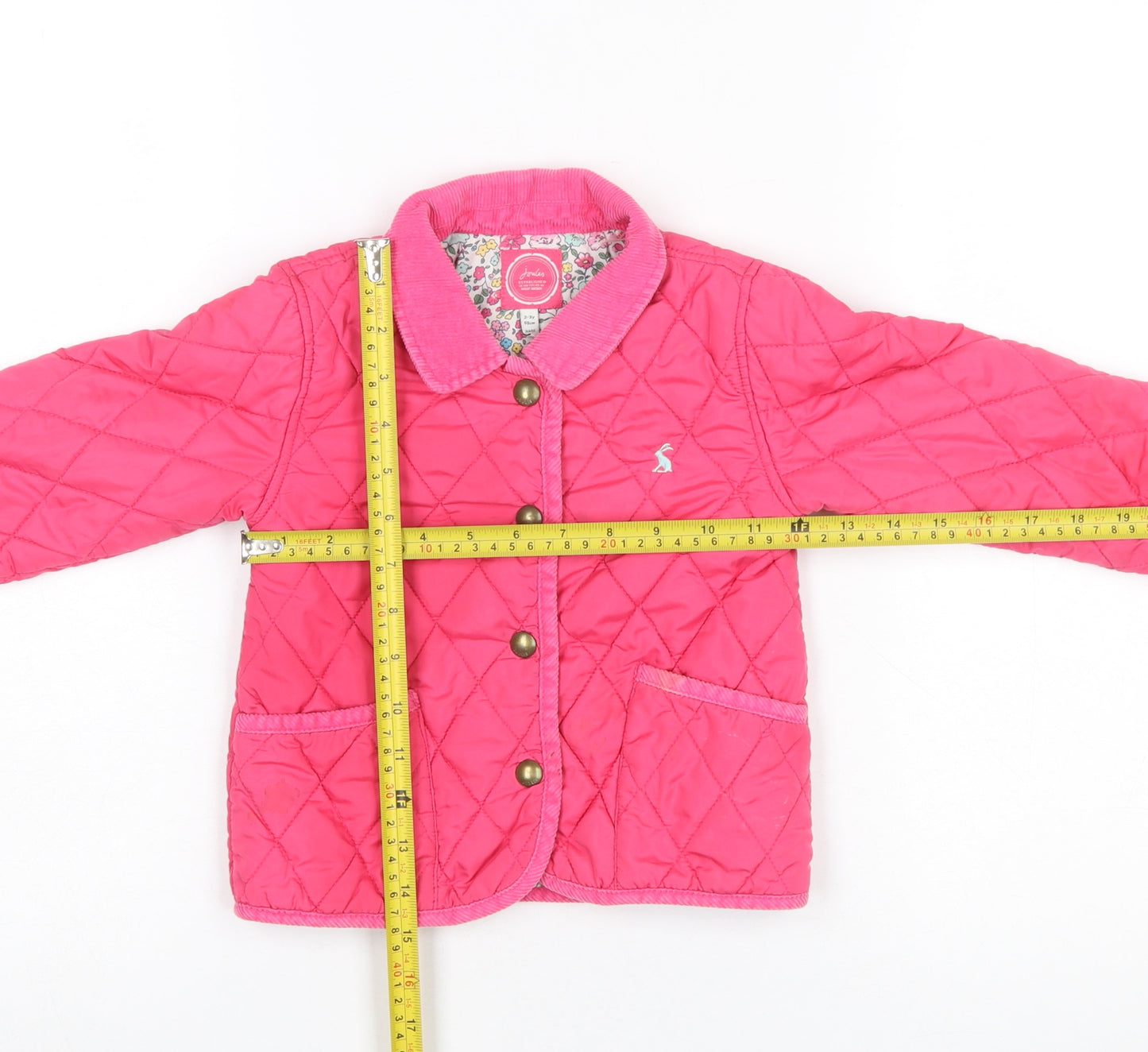 Joules Girls Pink Quilted Jacket 2-3 Years Lightweight Lined Coat