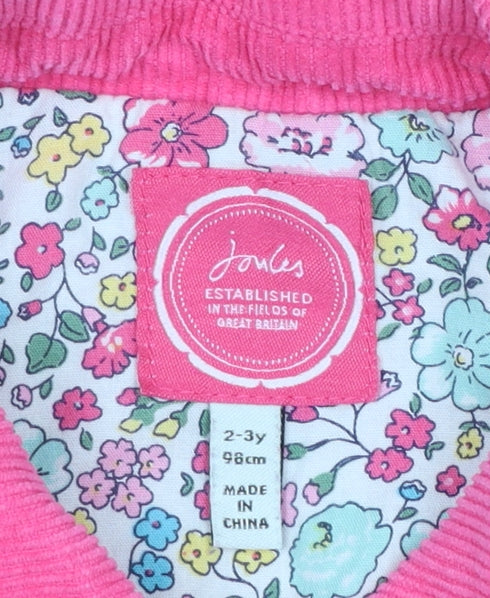 Joules Girls Pink Quilted Jacket 2-3 Years Lightweight Lined Coat