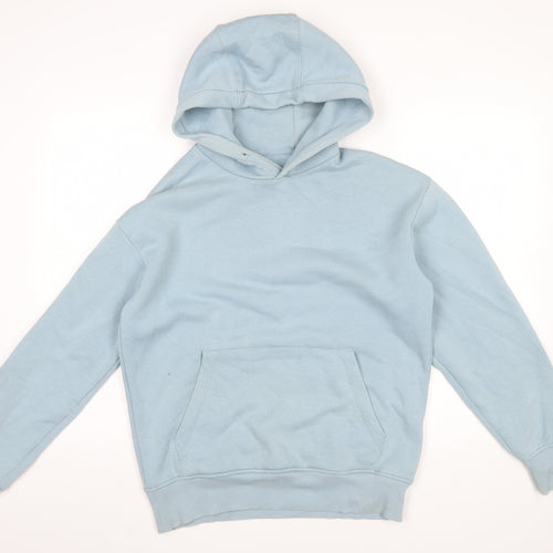 Zara Women Blue Pullover Hoodie Small Cotton Blend Casual