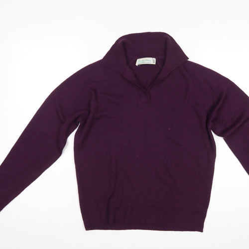 Heather Valley Women's Purple Wool Collared Pullover Jumper Size 18