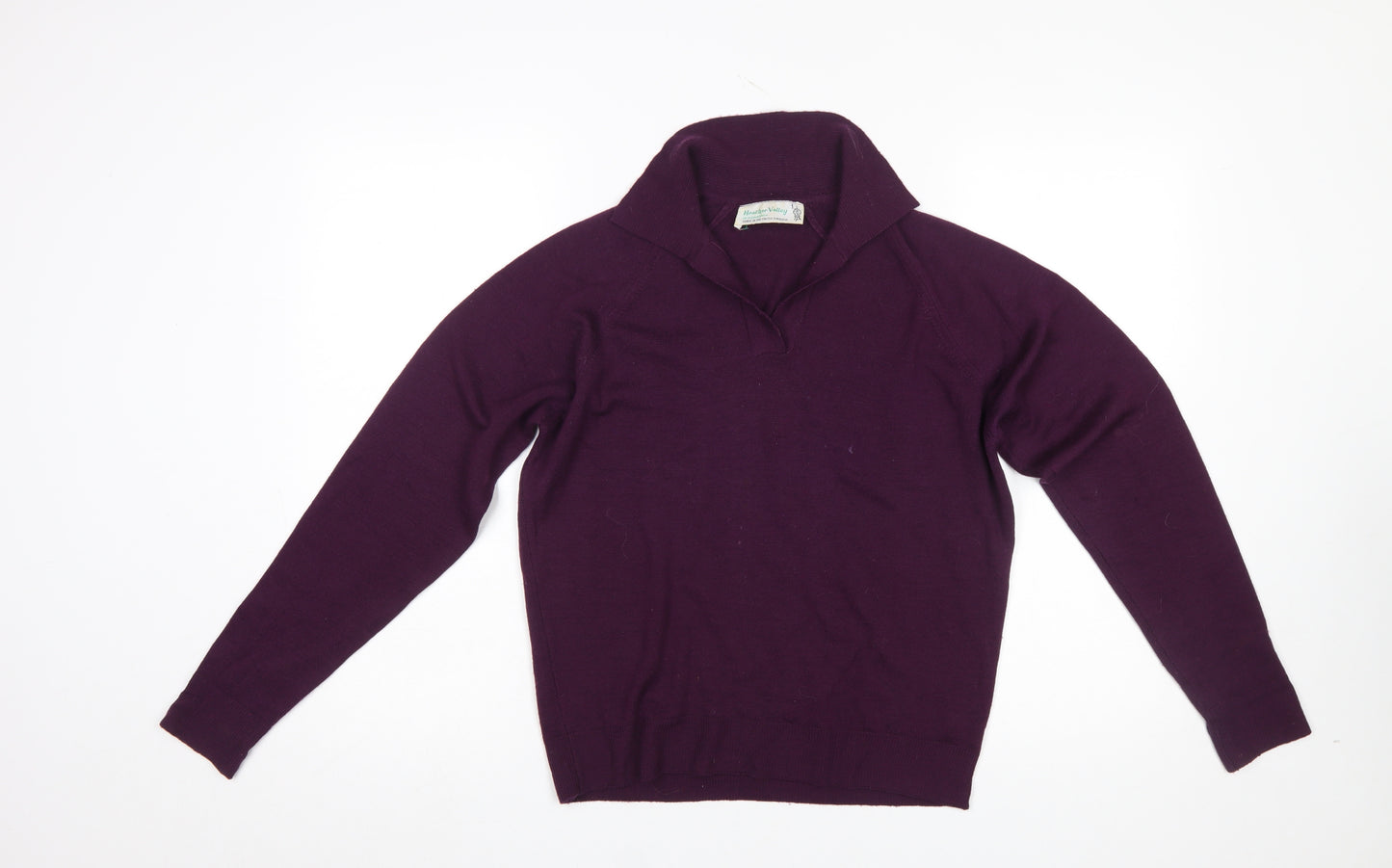 Heather Valley Women's Purple Wool Collared Pullover Jumper Size 18