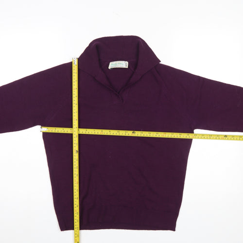 Heather Valley Women's Purple Wool Collared Pullover Jumper Size 18