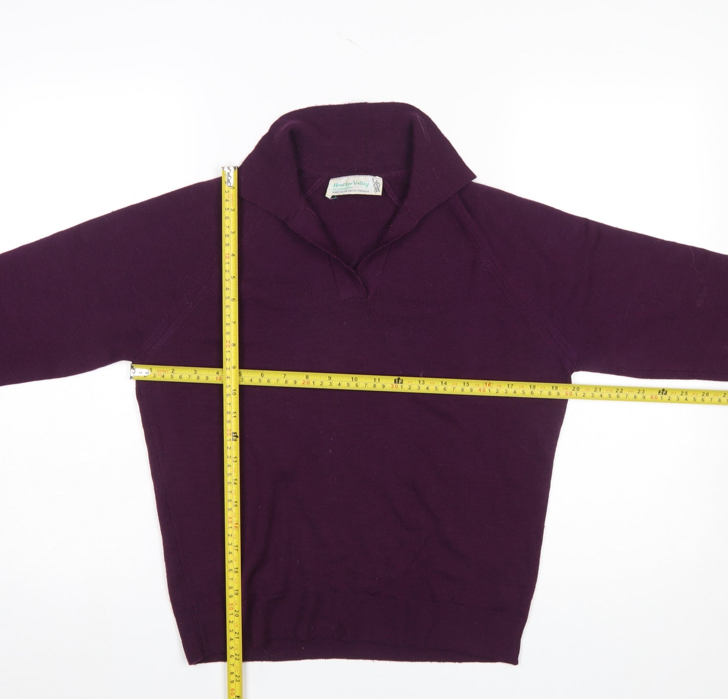Heather Valley Women's Purple Wool Collared Pullover Jumper Size 18