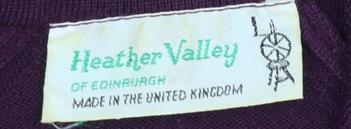 Heather Valley Women's Purple Wool Collared Pullover Jumper Size 18