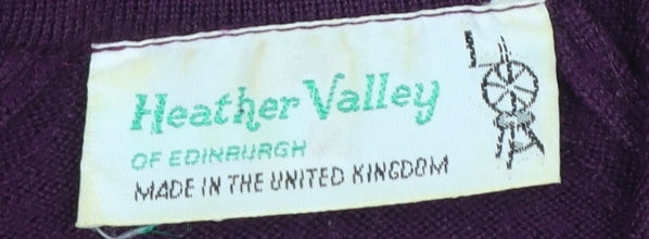 Heather Valley Women's Purple Wool Collared Pullover Jumper Size 18