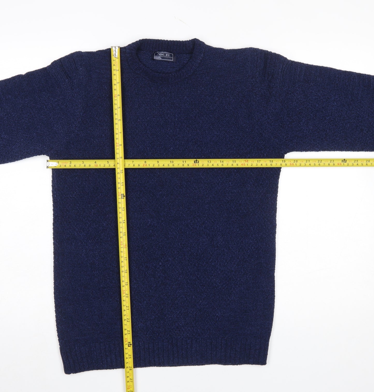 Next Boys Navy Blue Crew Neck Pullover Jumper Size 15 Years Polyester Knit