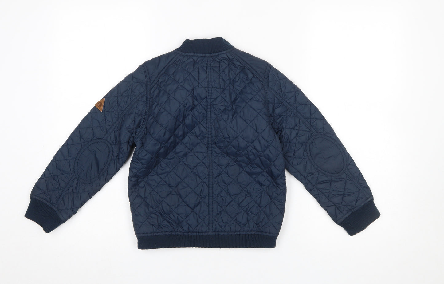 H&M Boys Blue Quilted Bomber Jacket 6-7 Years Lightweight Lined Zip