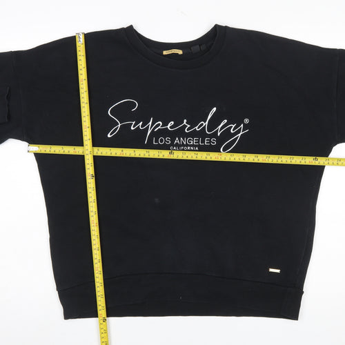Superdry Womens Black Cotton Blend Sweatshirt Size 16 Pullover