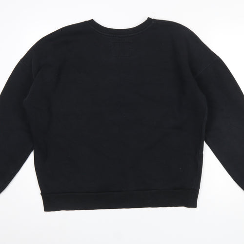 Superdry Womens Black Cotton Blend Sweatshirt Size 16 Pullover