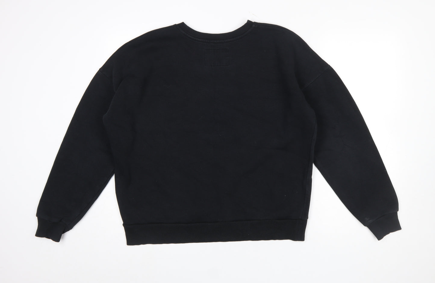 Superdry Womens Black Cotton Blend Sweatshirt Size 16 Pullover