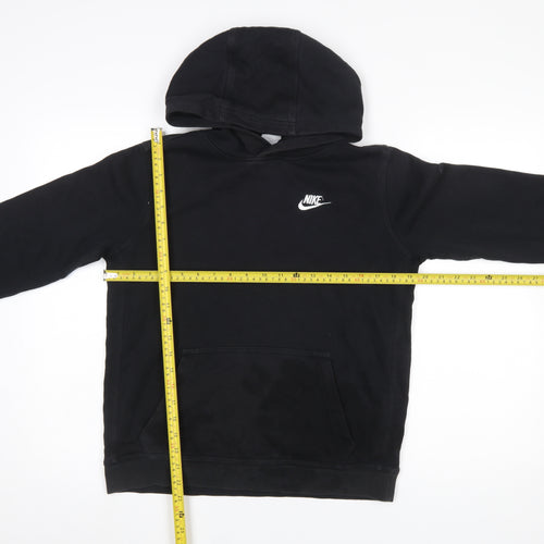 Nike Boys Black Pullover Hoodie XL 158-170cm Cotton Blend Logo Sweatshirt