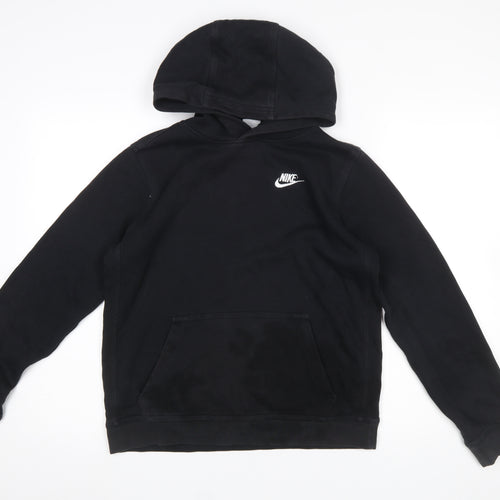 Nike Boys Black Pullover Hoodie XL 158-170cm Cotton Blend Logo Sweatshirt